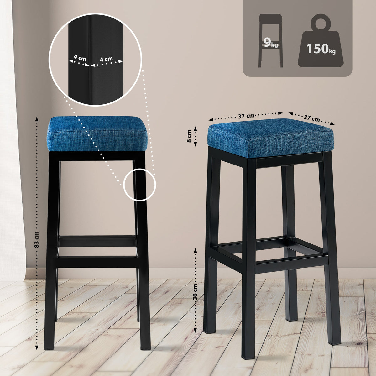 Barhocker Taylor B85 Stoff – Ansicht 2
