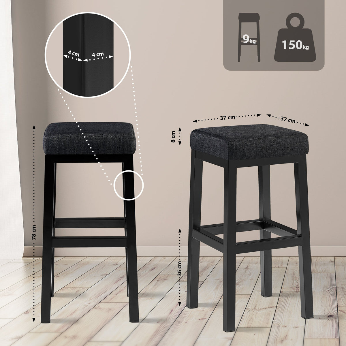 Barhocker Taylor B80 Stoff – Ansicht 15