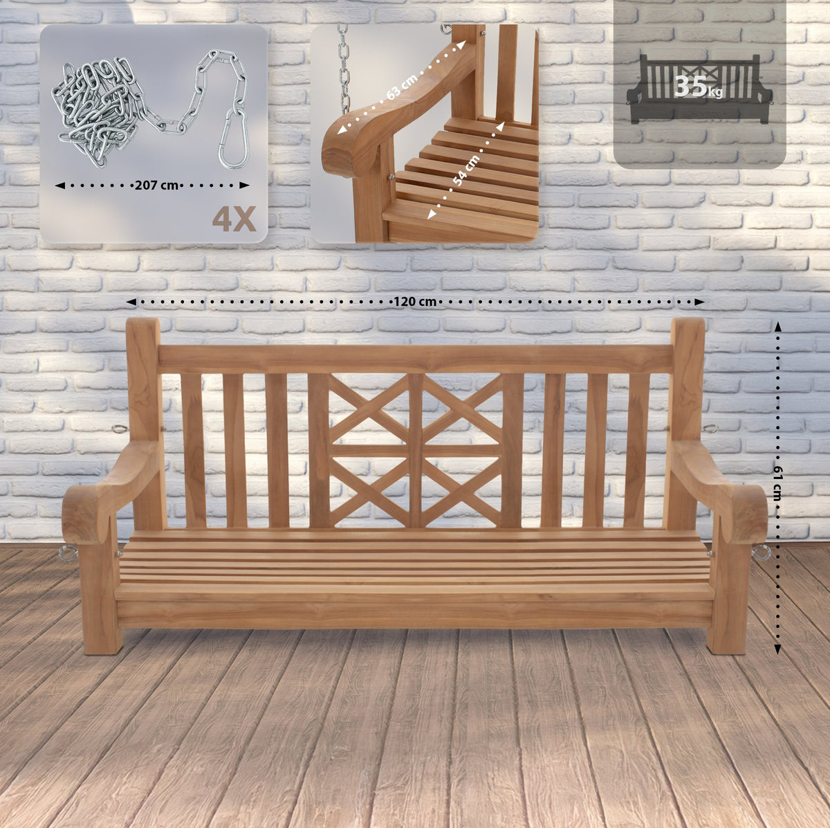 Schaukelbank Farm 120 cm – Ansicht 2