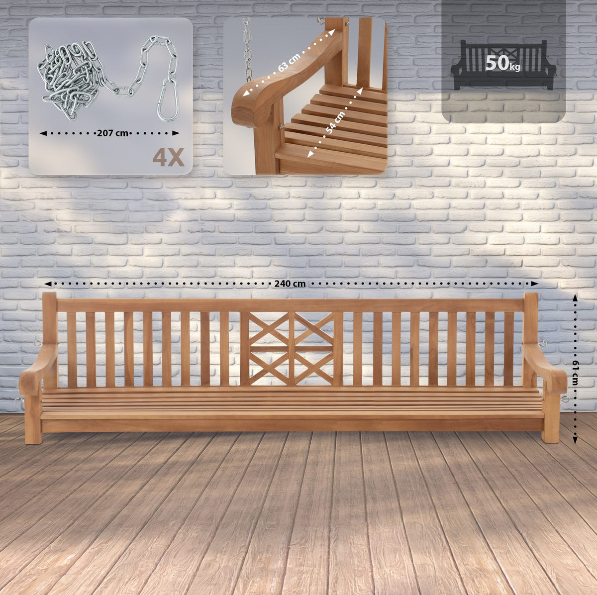 Schaukelbank Farm 240 cm – Ansicht 2