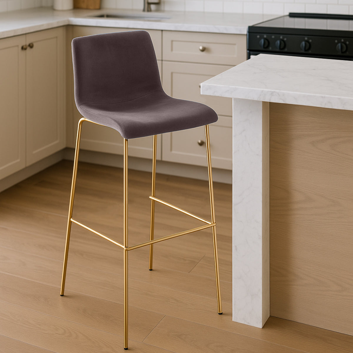 Barhocker Hoover Samt 4-Fuß Gold – Ansicht 3