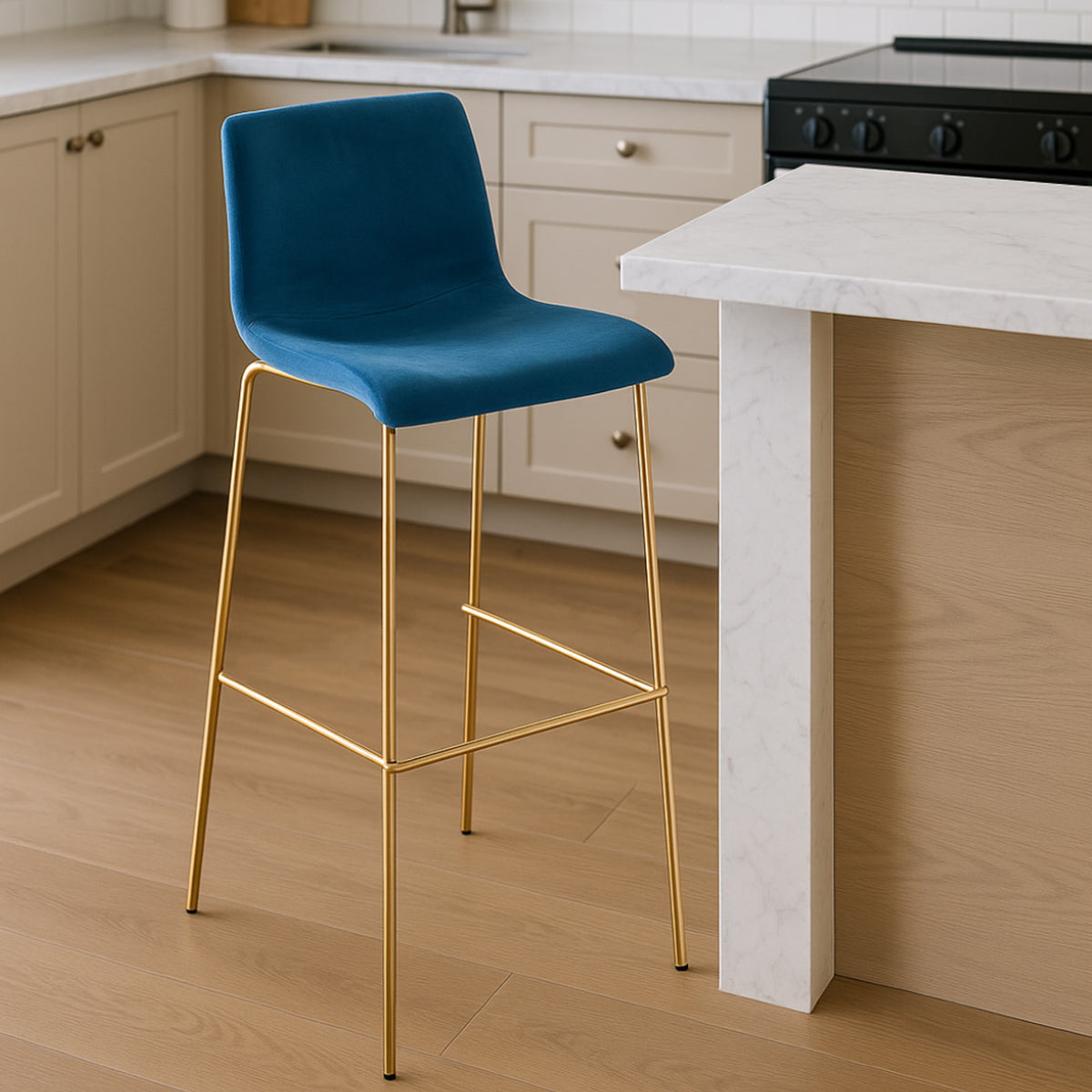 Barhocker Hoover Samt 4-Fuß Gold – Ansicht 10