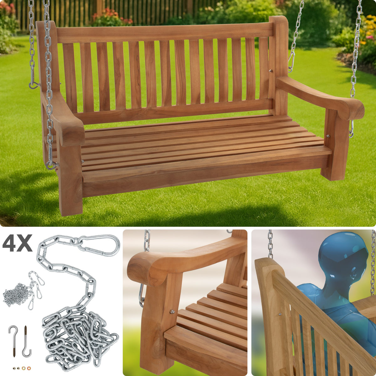 Schaukelbank Joyce 120 cm – Ansicht 4