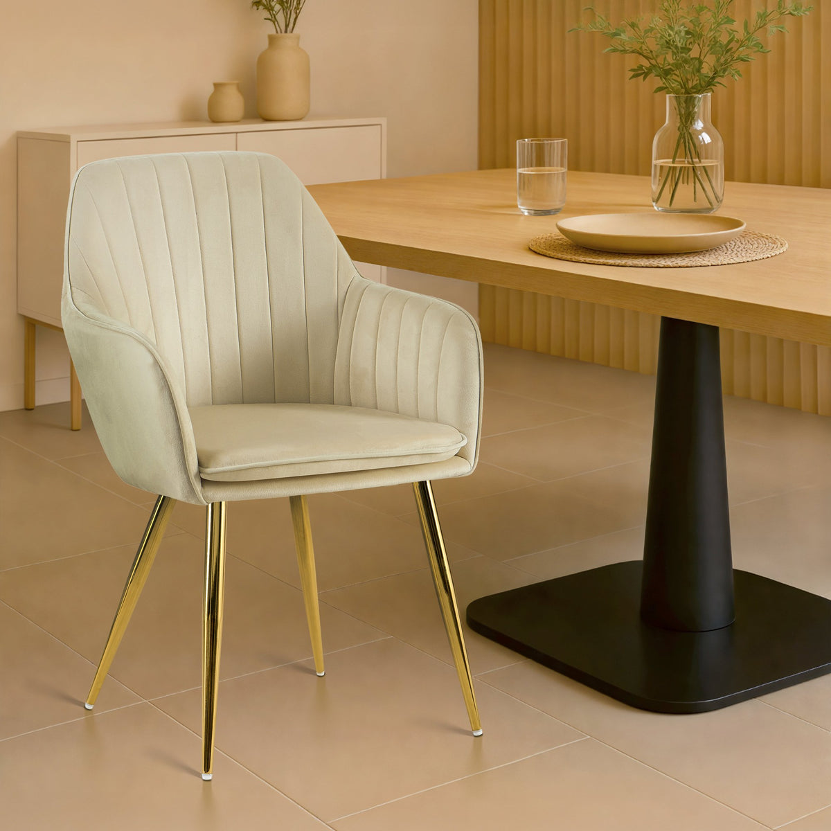 Esszimmerstuhl Cheryl Samt gold – Ansicht 3