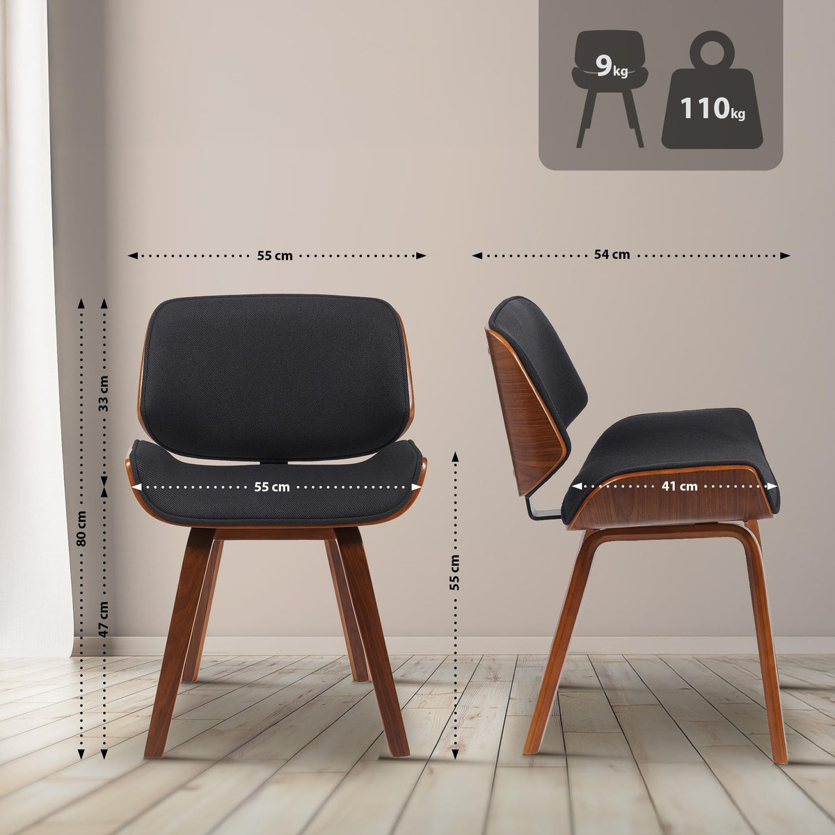 2er Set Besucherstuhl Beverley Stoff – Ansicht 2