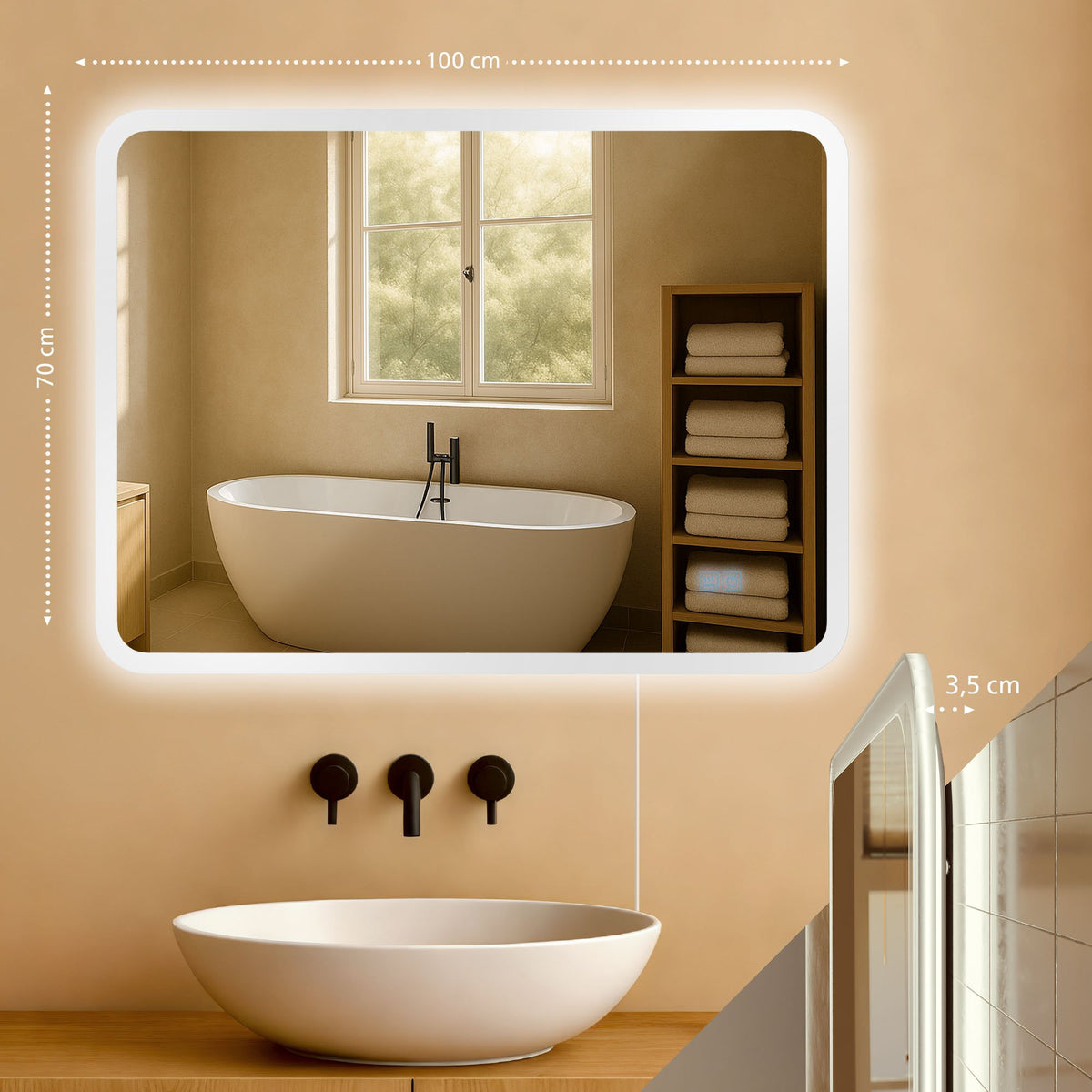 Badspiegel Jericho 70x100 ohne Bluetooth – Ansicht 2
