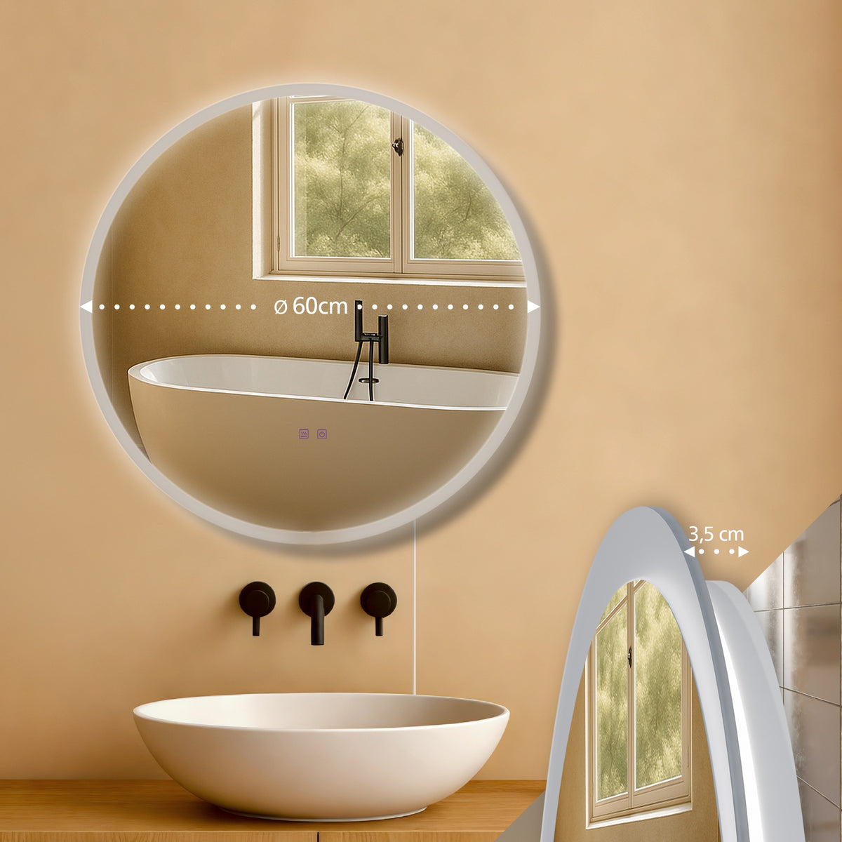 Badspiegel Laconia 60 ohne Bluetooth – Ansicht 2