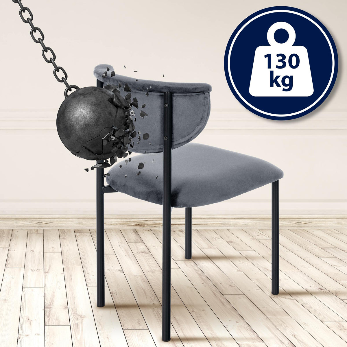 2er Set Besucherstuhl Gambell Samt – Ansicht 18