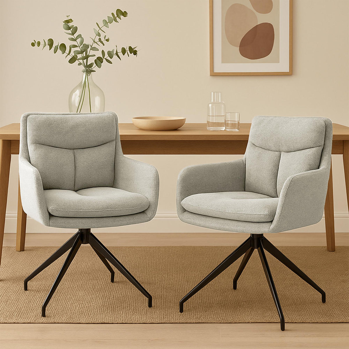 2er Set Esszimmerstuhl Somers Stoff – Ansicht 3