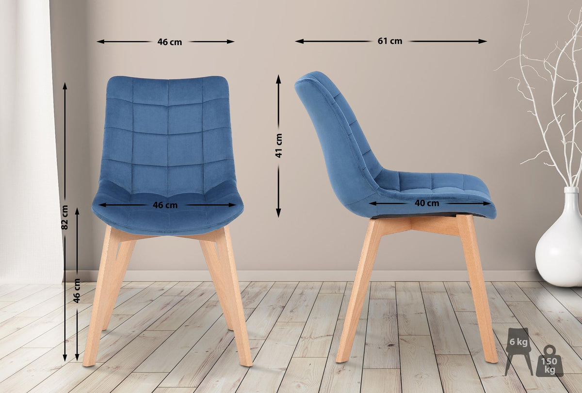 2er Set Esszimmerstühle Passaic Samt – Ansicht 2