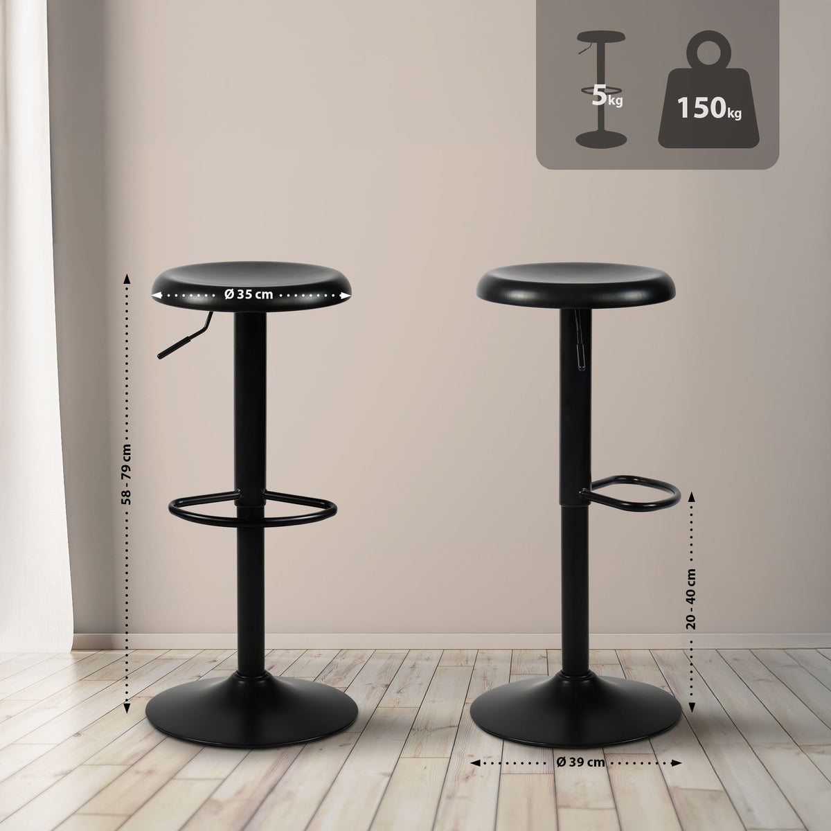 2er Set Barhocker Williston – Ansicht 2
