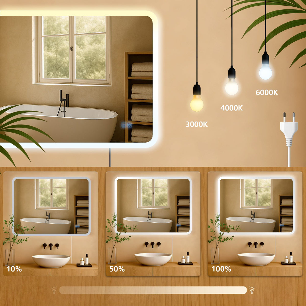 Badspiegel Jericho 60x80 ohne Bluetooth – Ansicht 5