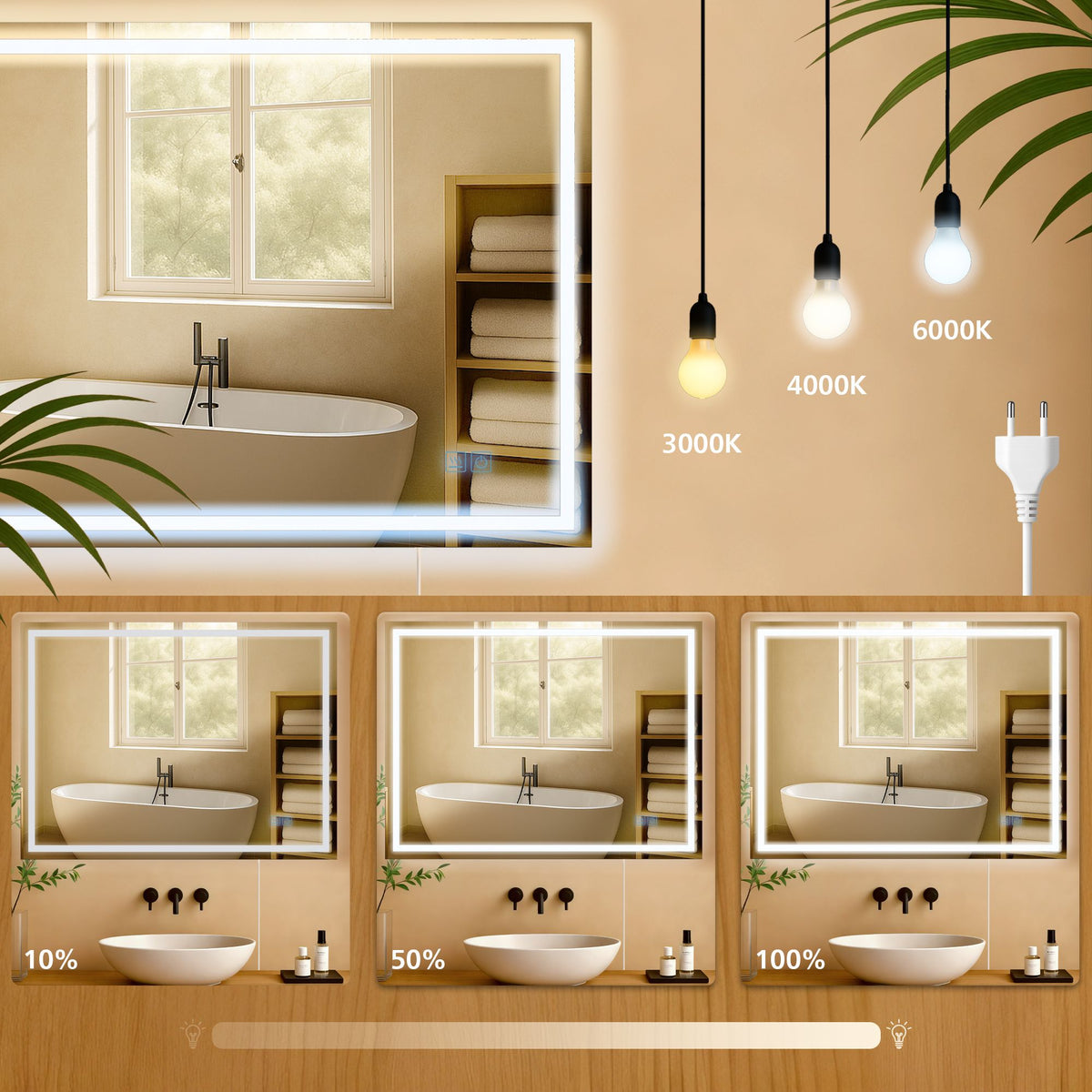 Badspiegel Jaffrey 70x100 ohne Bluetooth – Ansicht 4