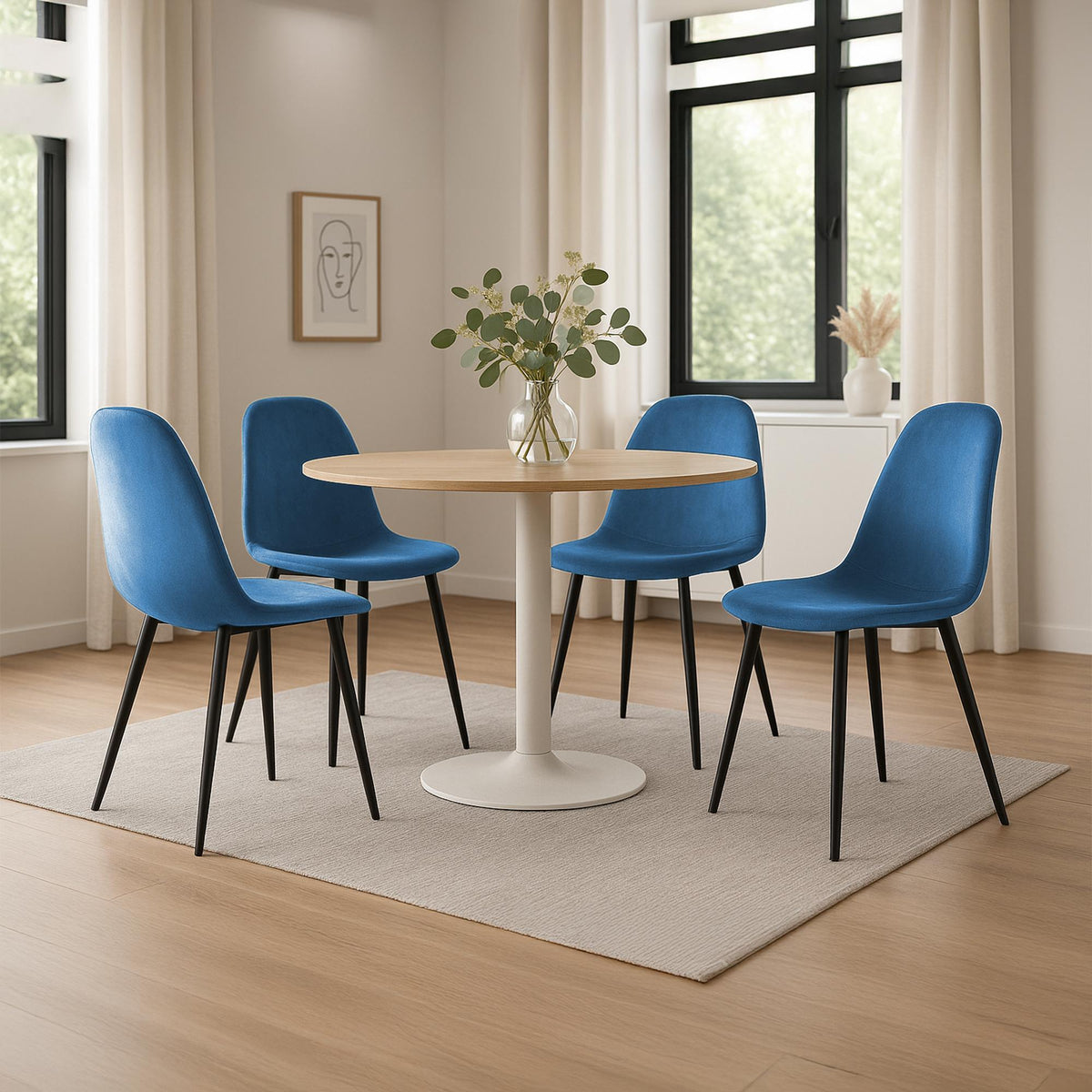 4er Set Esszimmerstühle Napier Samt – Ansicht 3