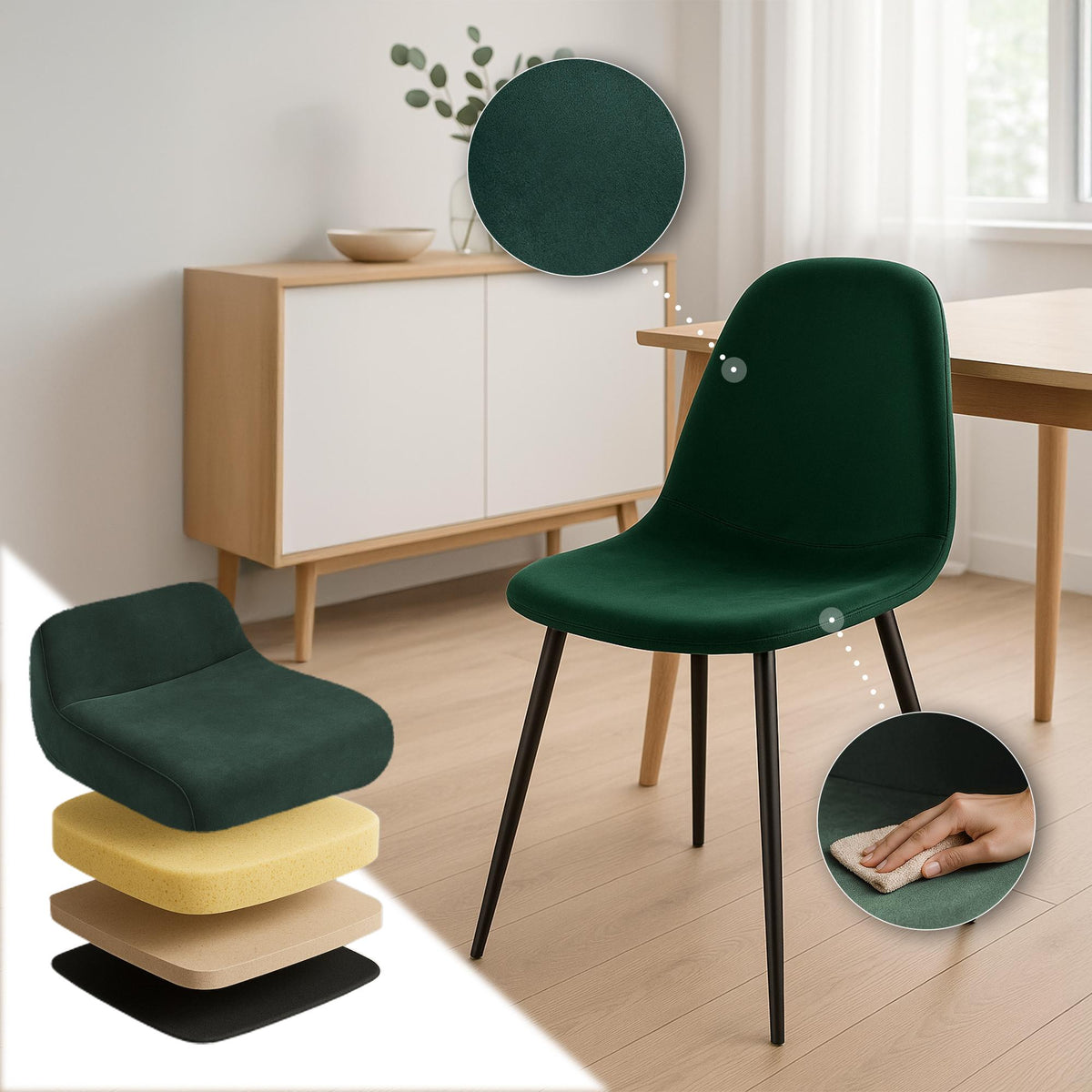 4er Set Esszimmerstühle Napier Samt – Ansicht 11