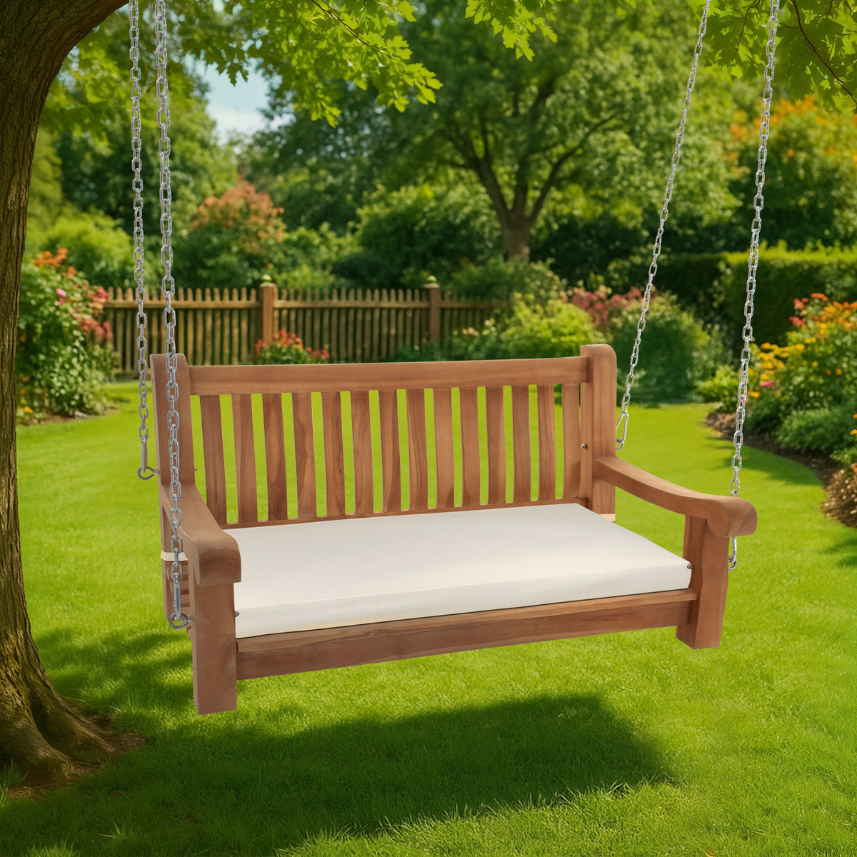 Schaukelbank Joyce mit Sitzkissen 120 cm + teak – Ansicht 3