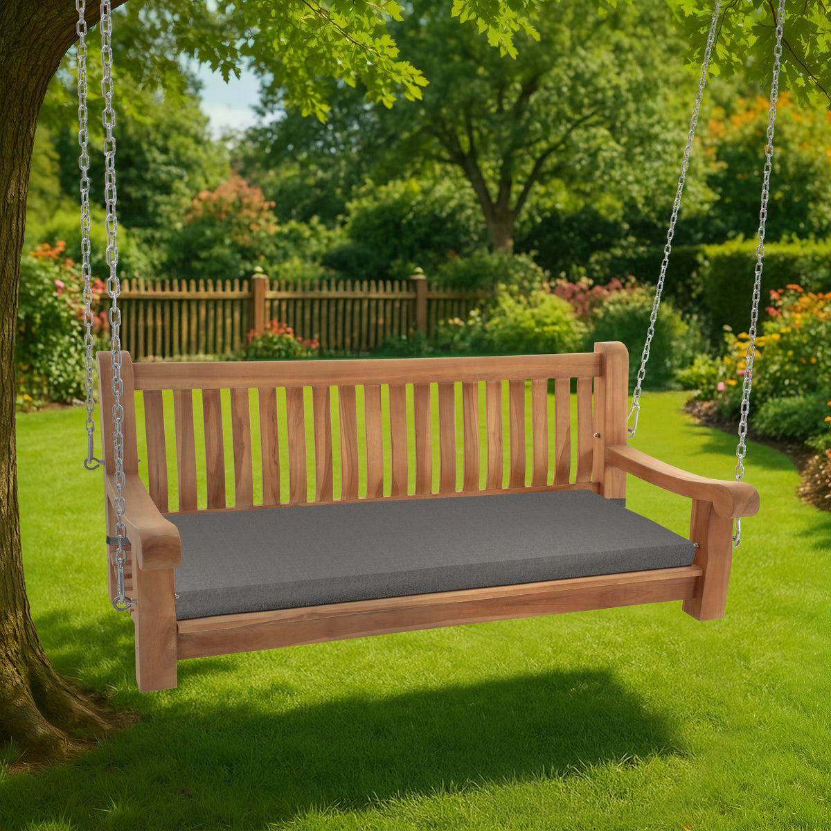 Schaukelbank Joyce mit Sitzkissen 150 cm + teak – Ansicht 10