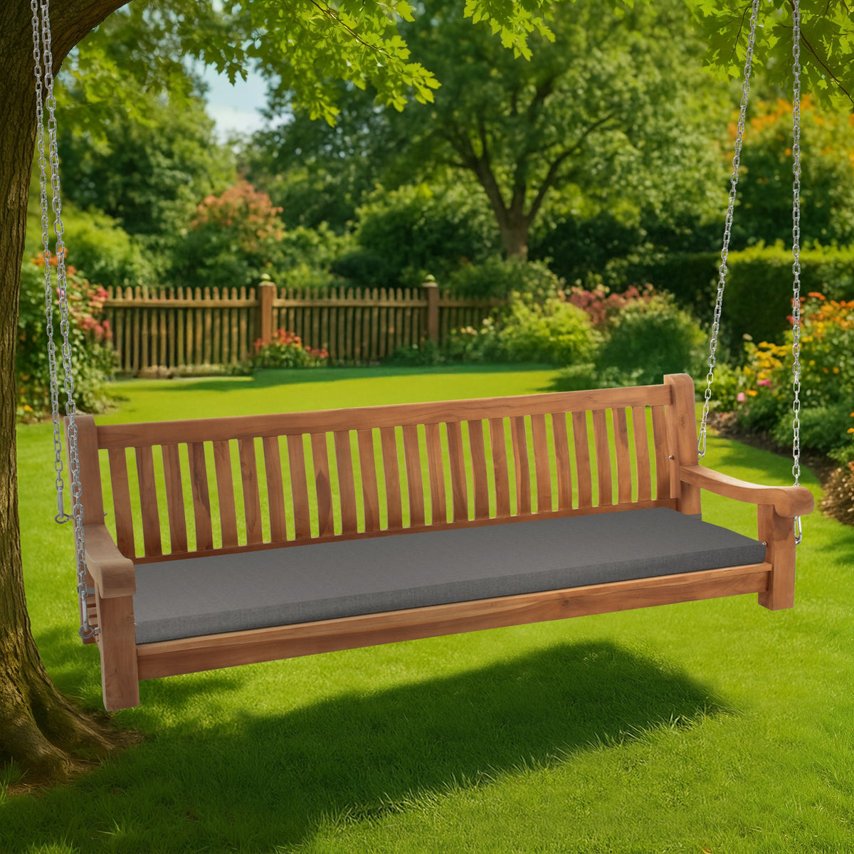 Schaukelbank Joyce mit Sitzkissen 200 cm + teak – Ansicht 10