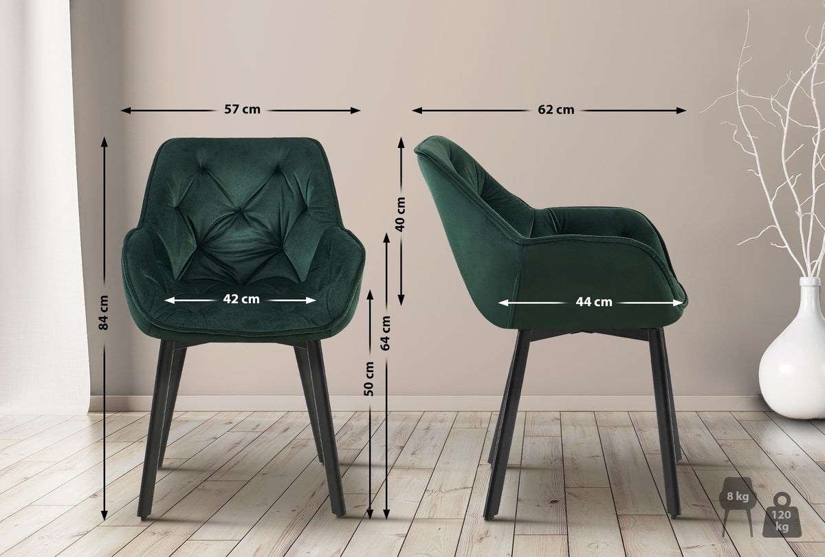 2er Set Esszimmerstuhl Antigo Samt – Ansicht 12