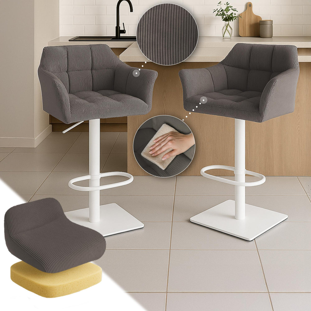 Barhocker Damaso W Cord – Ansicht 12