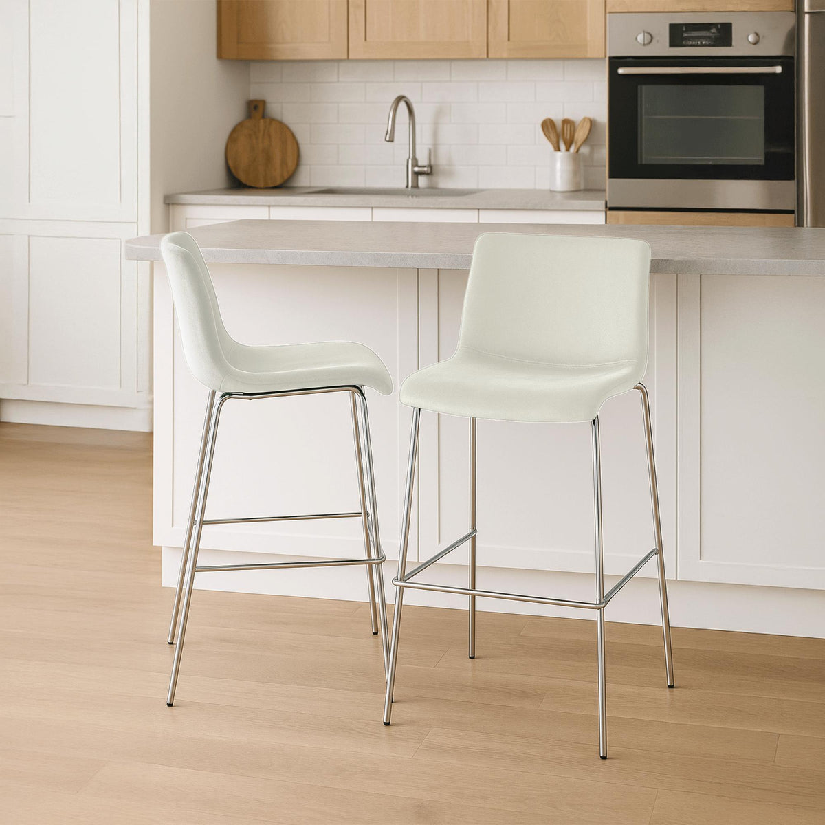 Barhocker Hoover Samt 4-Fuß Chrom – Ansicht 10