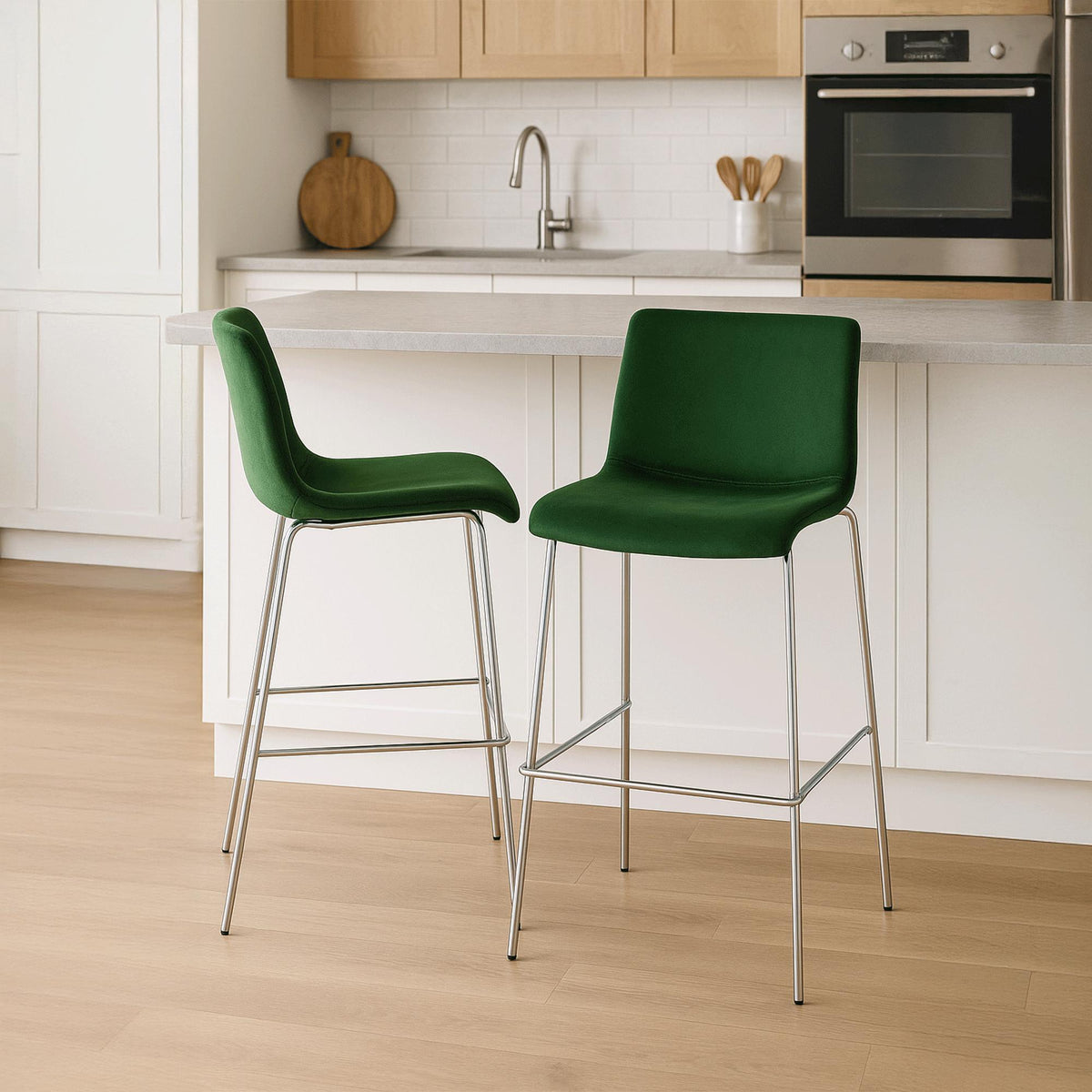 Barhocker Hoover Samt 4-Fuß Chrom – Ansicht 17