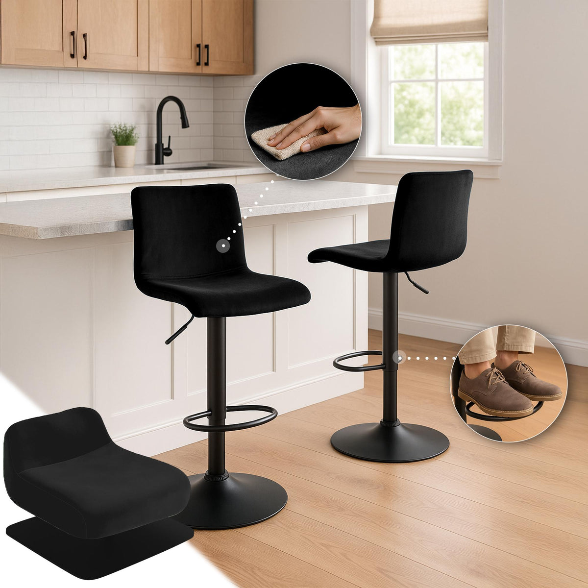 Barhocker Hoover Samt B – Ansicht 4