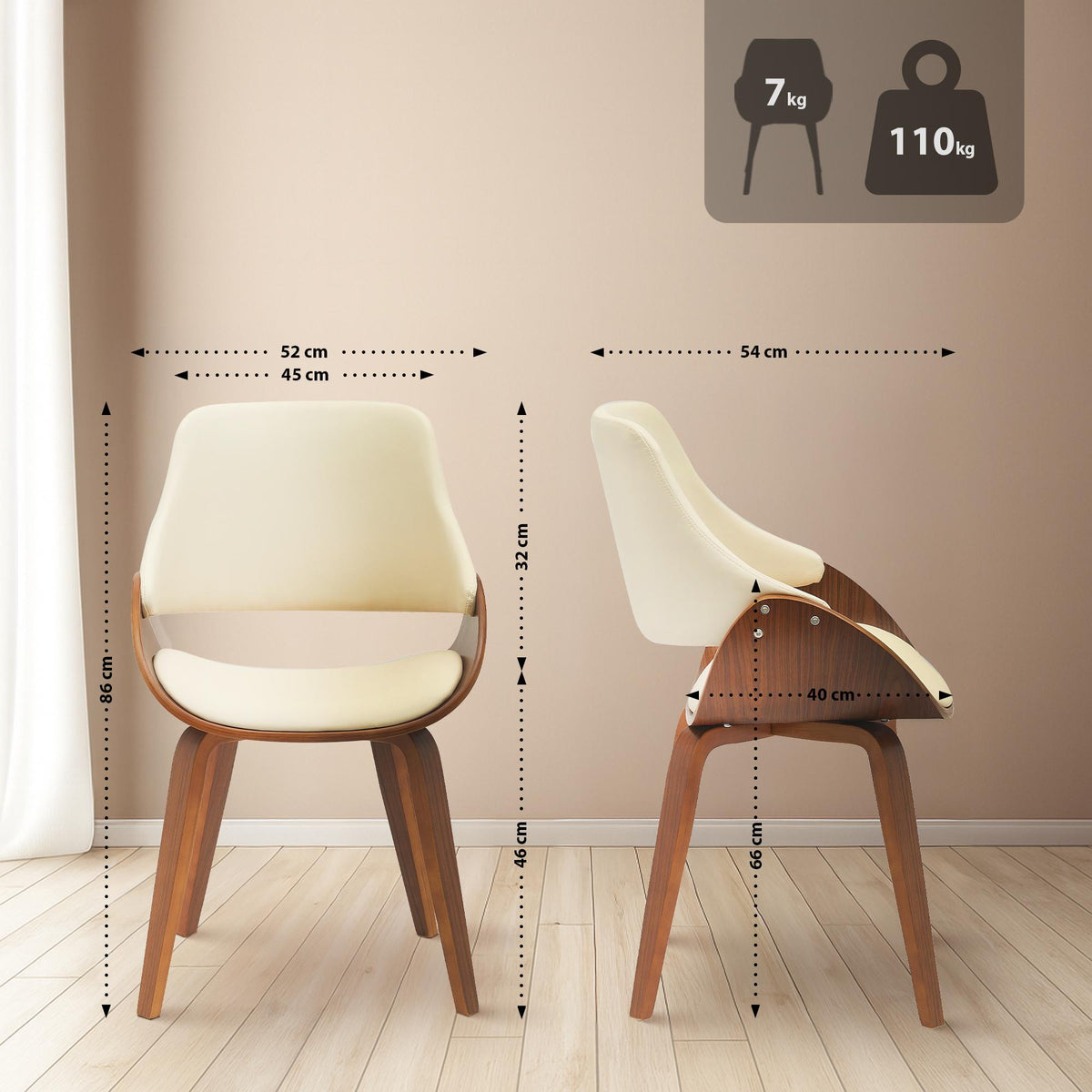 2er Set Esszimmerstuhl Vangale Kunstleder – Ansicht 2
