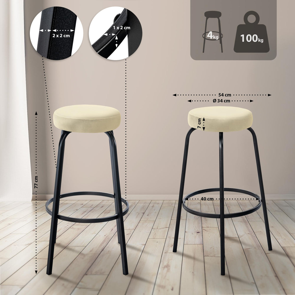 Barhocker Kamari Samt – Ansicht 2