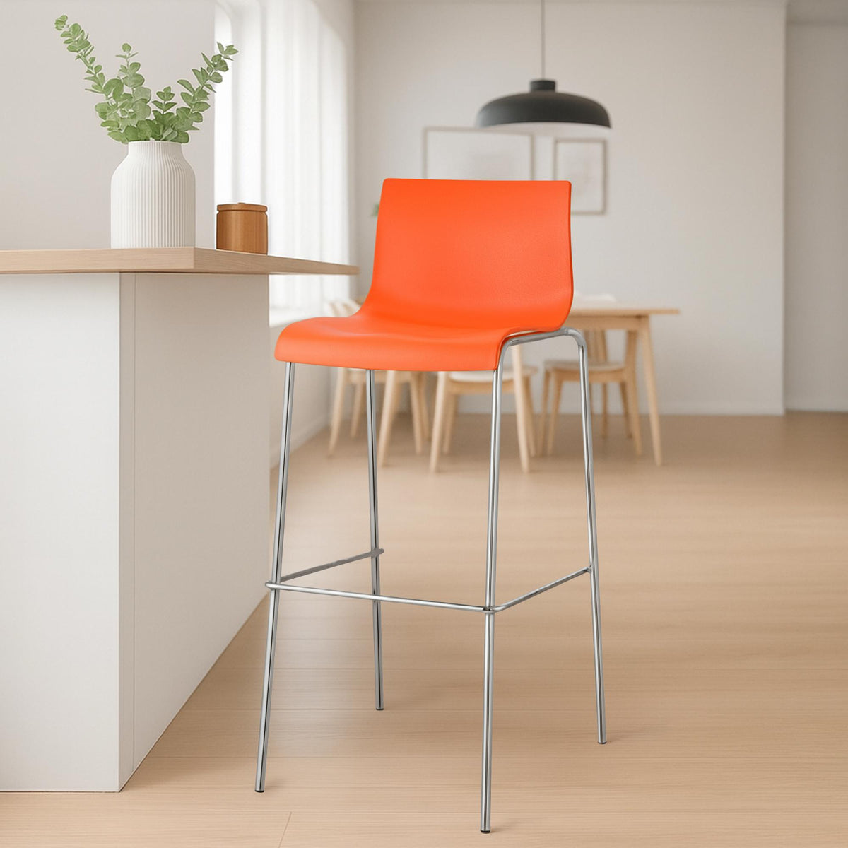 2er Set Barhocker Hoover Kunststoff 4-Fuß Gestell chrom – Ansicht 3