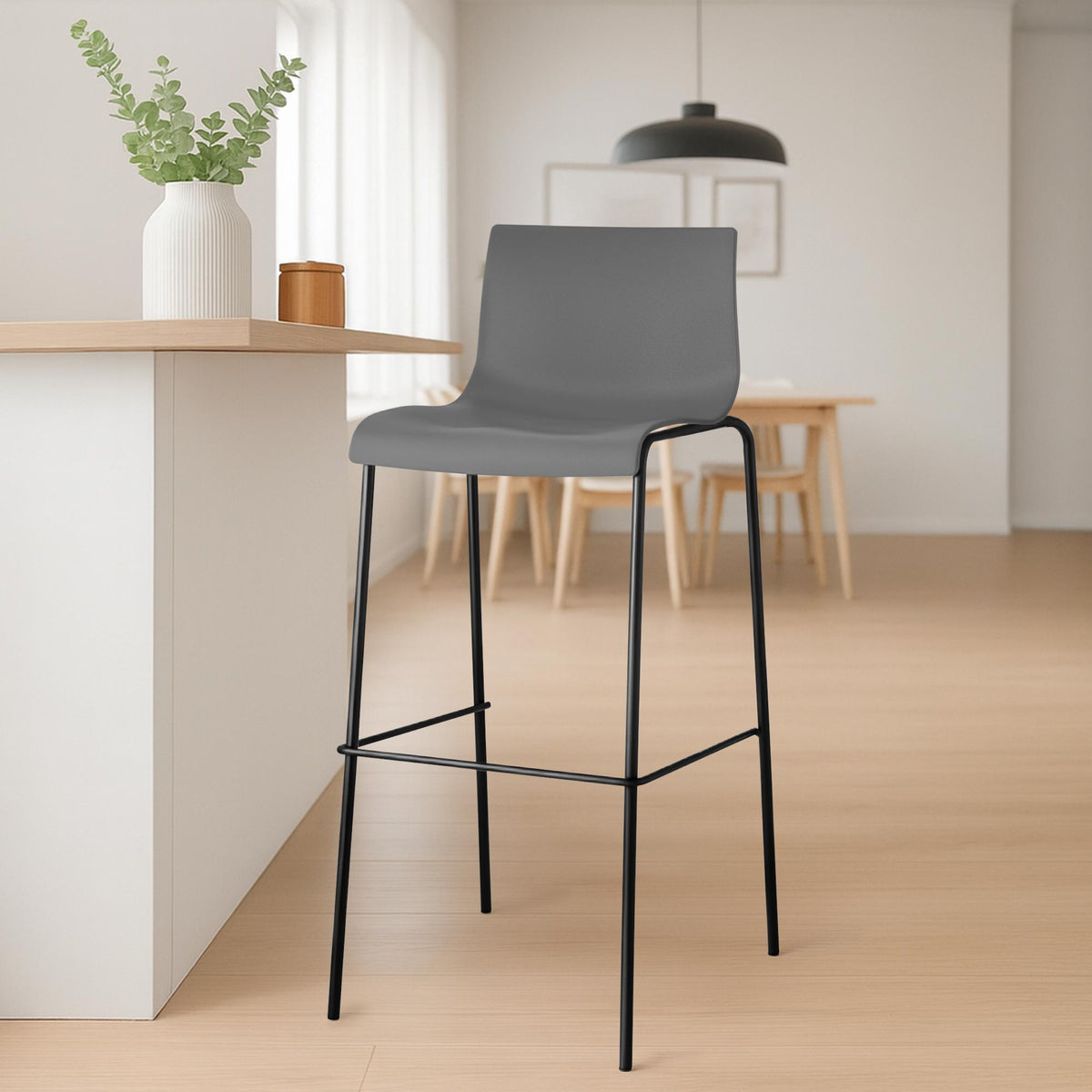 2er Set Barhocker Hoover Kunststoff 4-Fuß Gestell schwarz – Ansicht 17