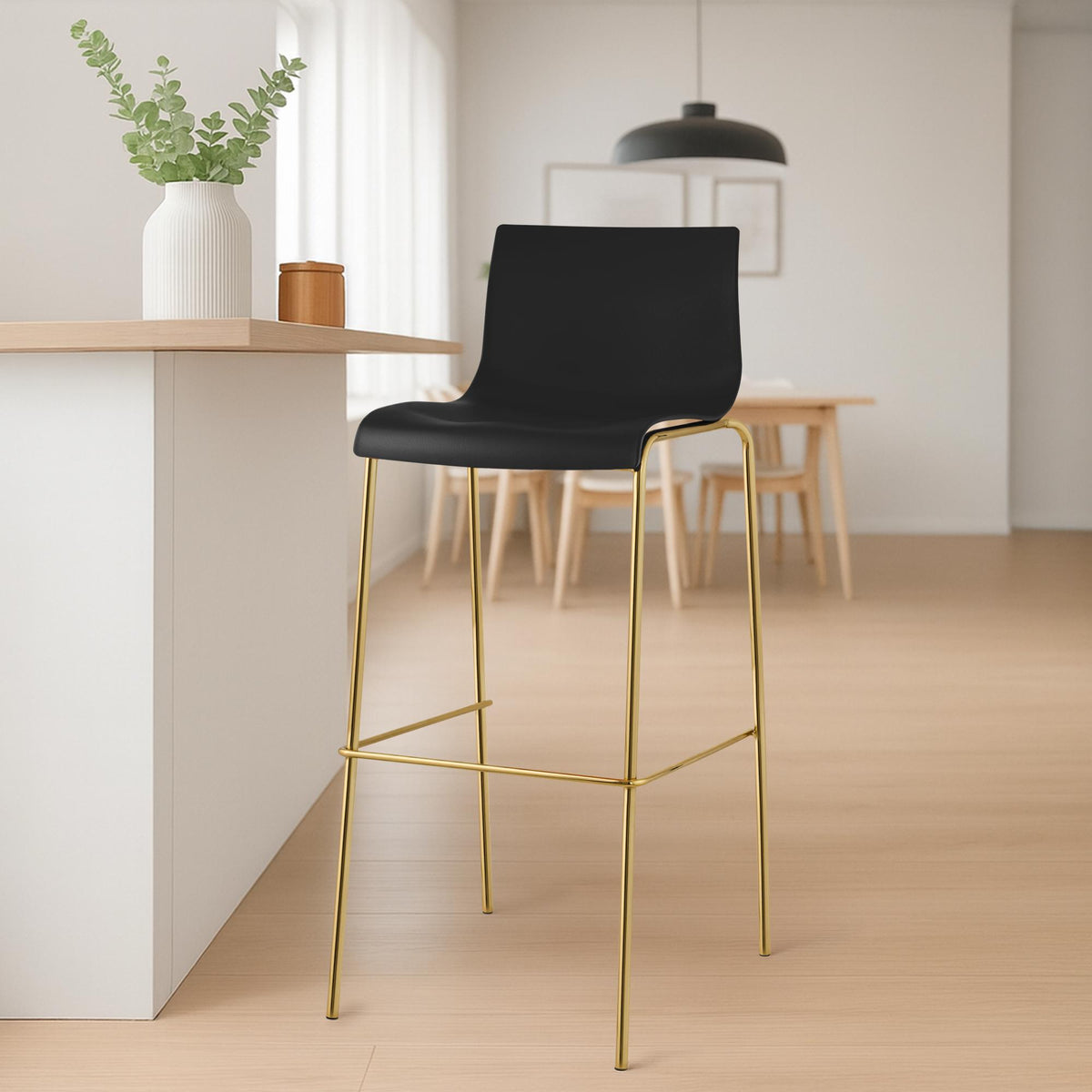 2er Set Barhocker Hoover Kunststoff 4-Fuß Gold – Ansicht 10