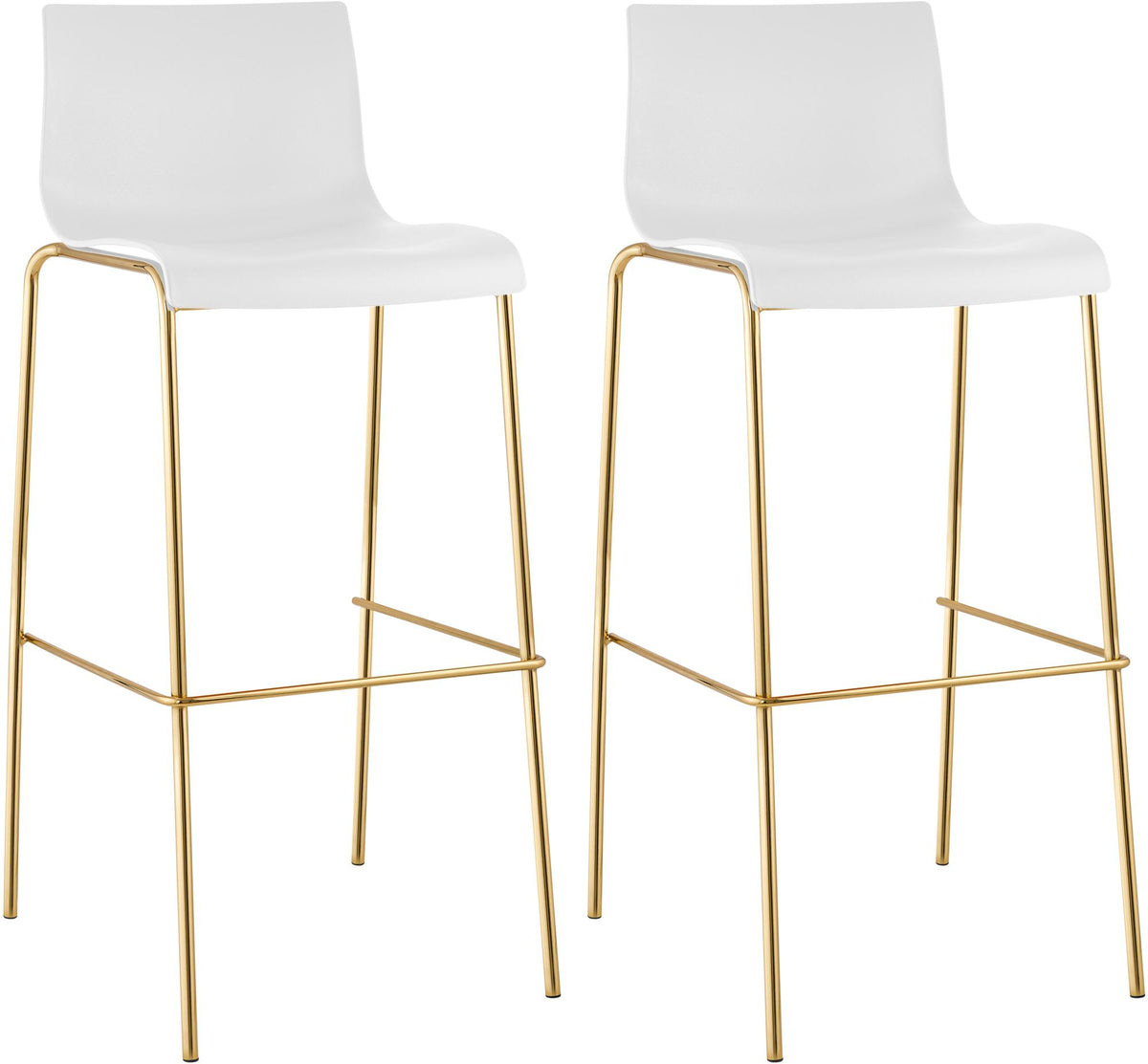 2er Set Barhocker Hoover Kunststoff 4-Fuß Gold