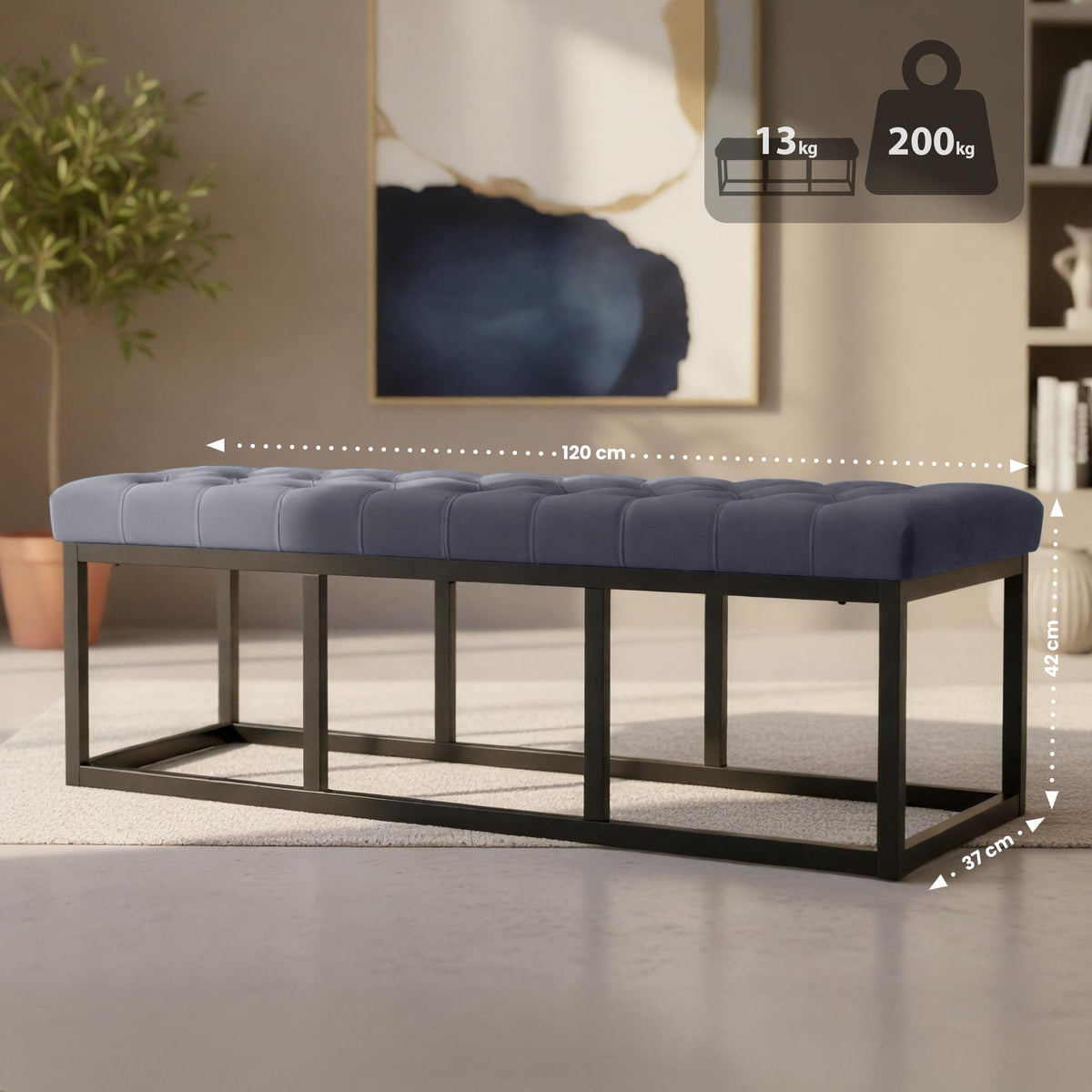 Sitzbank Polson Samt Schwarz 120 cm – Ansicht 17