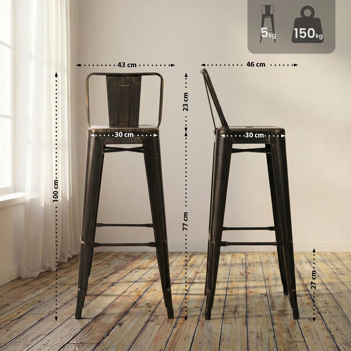 Barhocker Mason antik – Ansicht 2