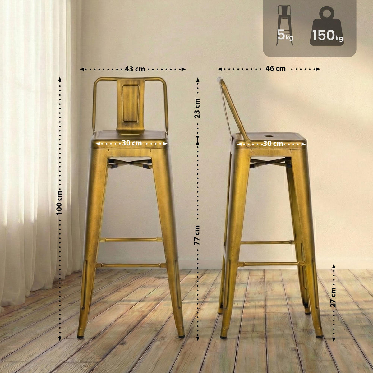 2er Set Barhocker Mason – Ansicht 9