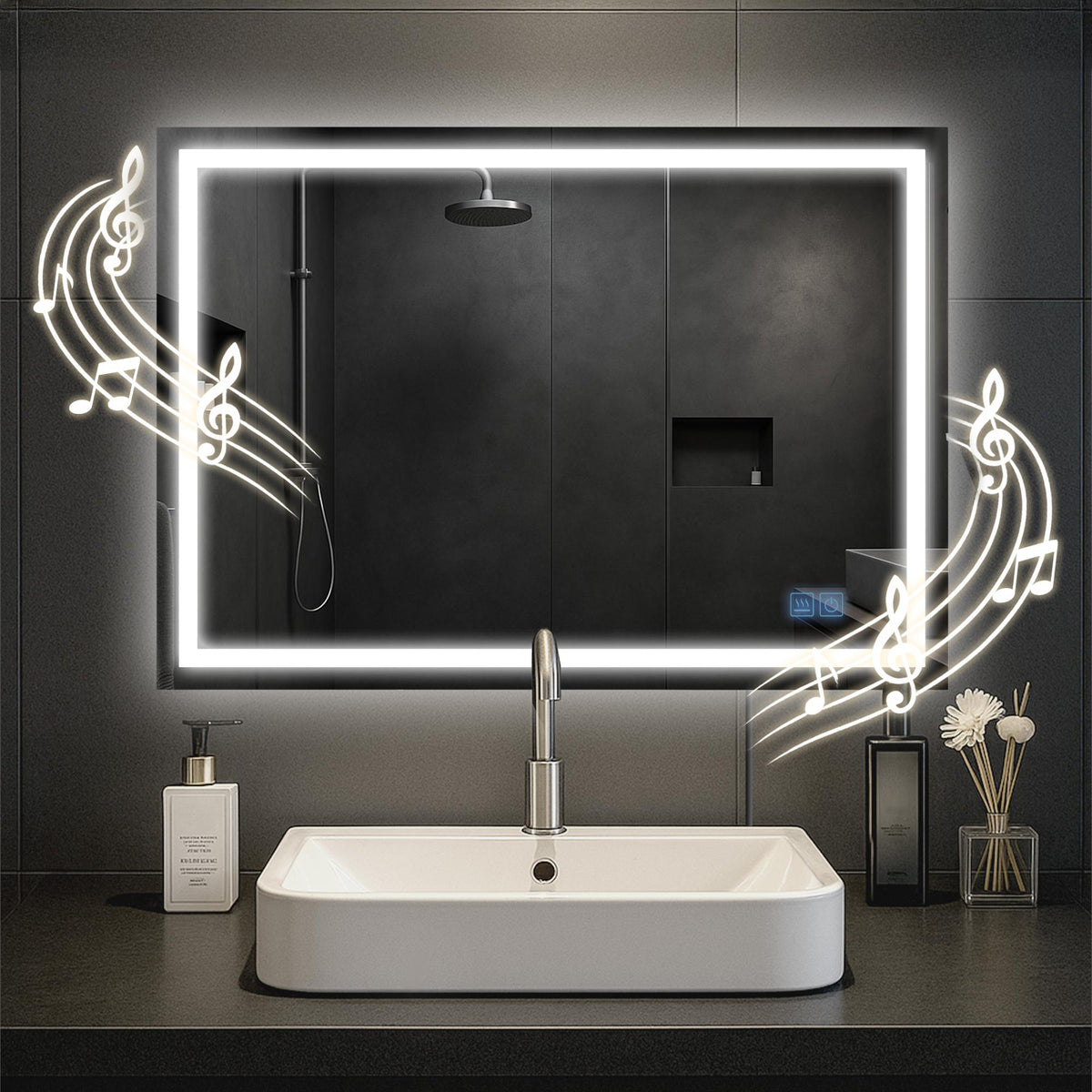 Badspiegel Jaffrey 50x70 mit Bluetooth