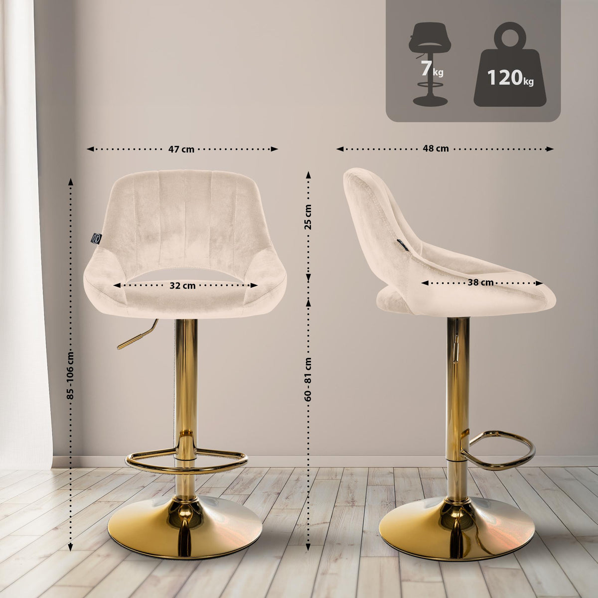 Barhocker Milet Samt gold – Ansicht 16
