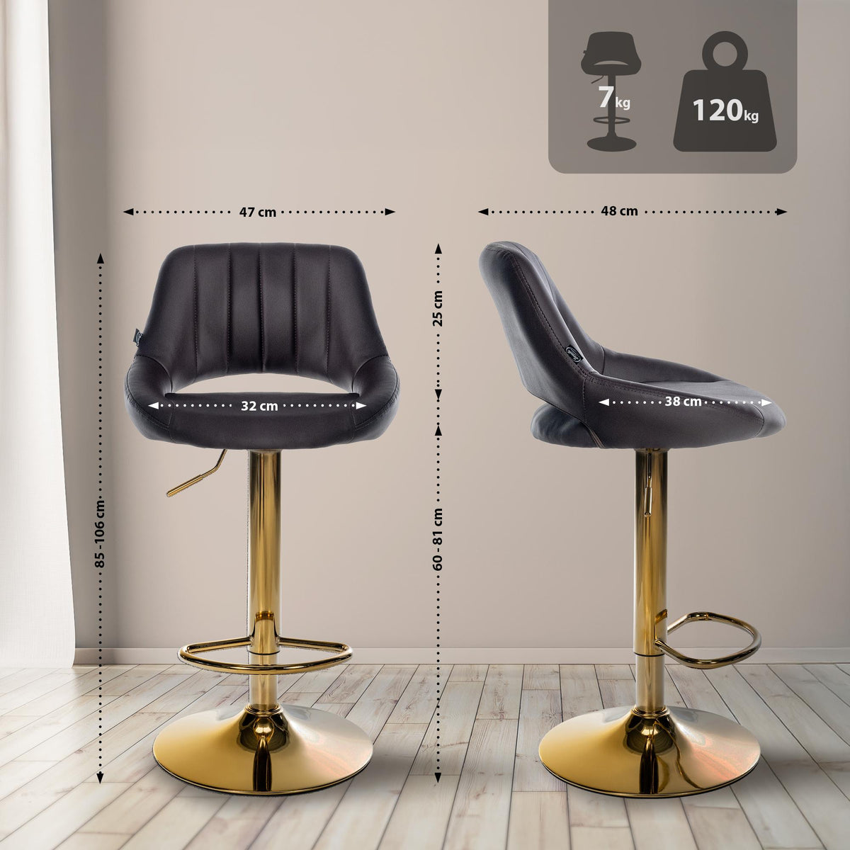 2er Set Barhocker Milet Kunstleder G – Ansicht 2