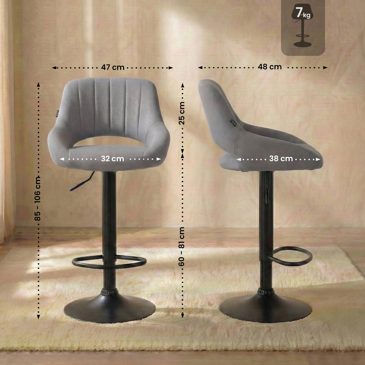 2er Set Barhocker Milet Stoff B – Ansicht 16