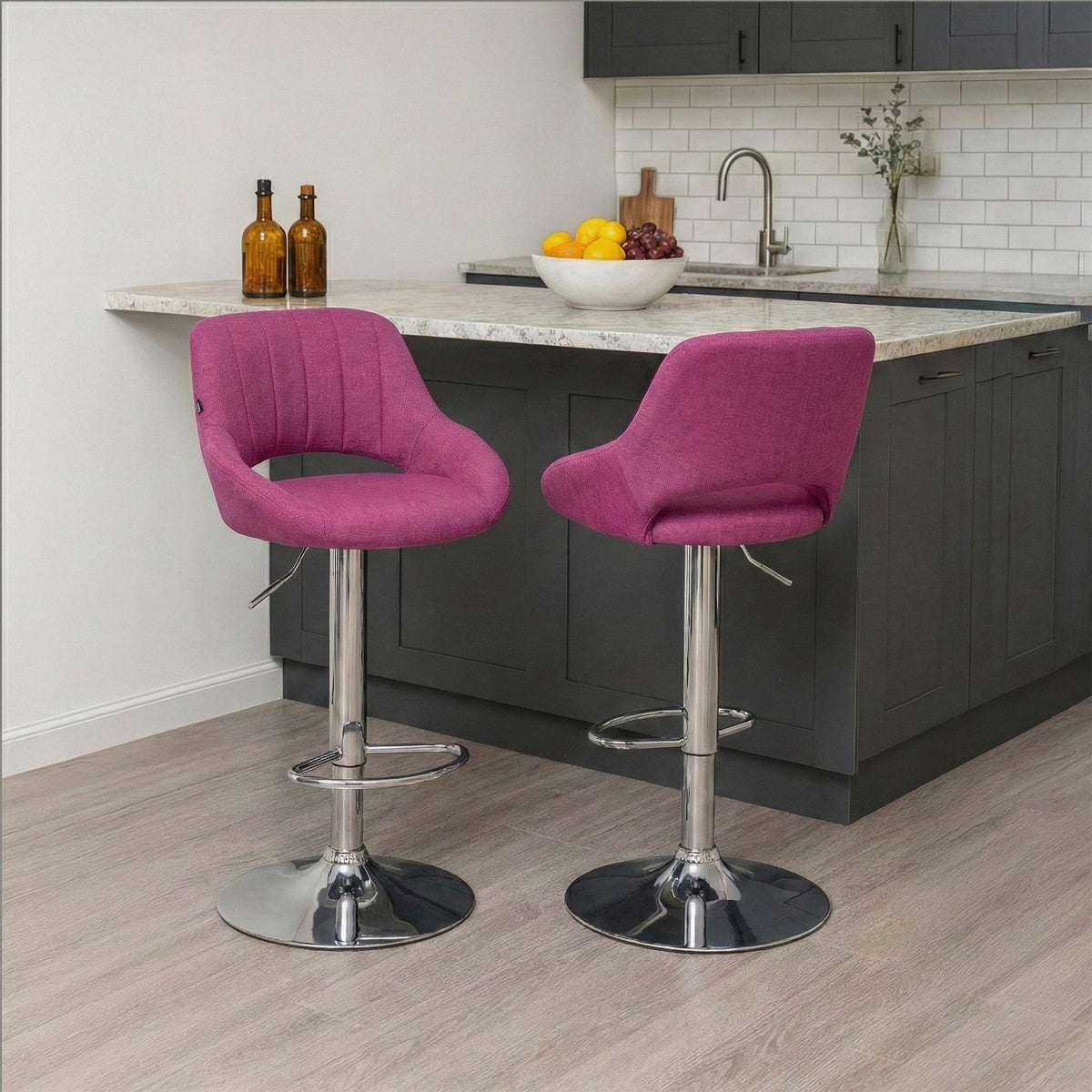 Barhocker Milet Stoff chrom – Ansicht 3
