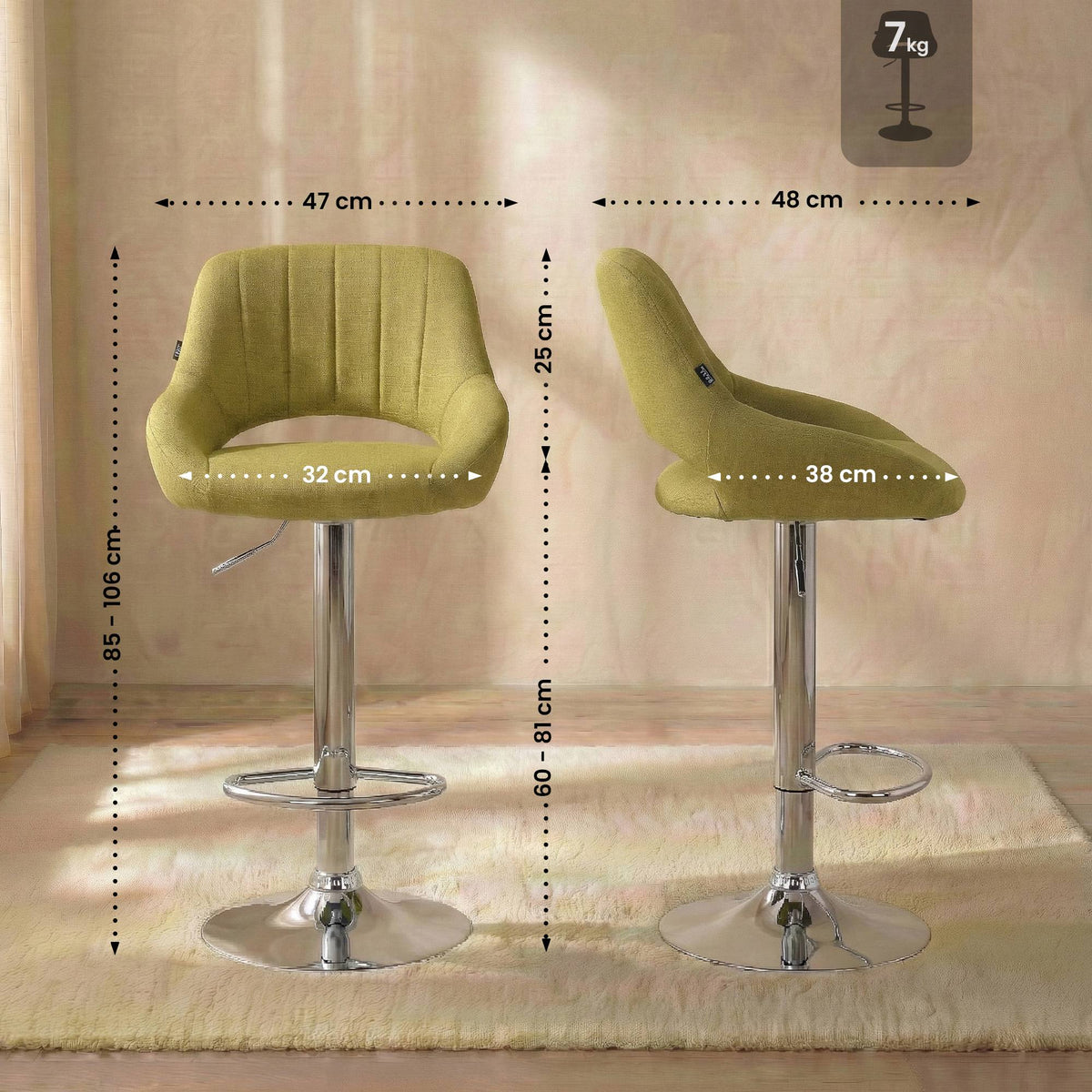 Barhocker Milet Stoff chrom – Ansicht 9