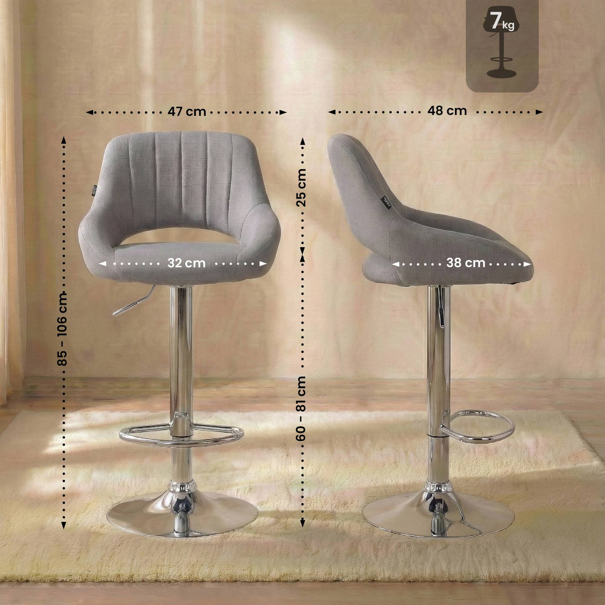 2er Set Barhocker Milet Stoff C – Ansicht 16