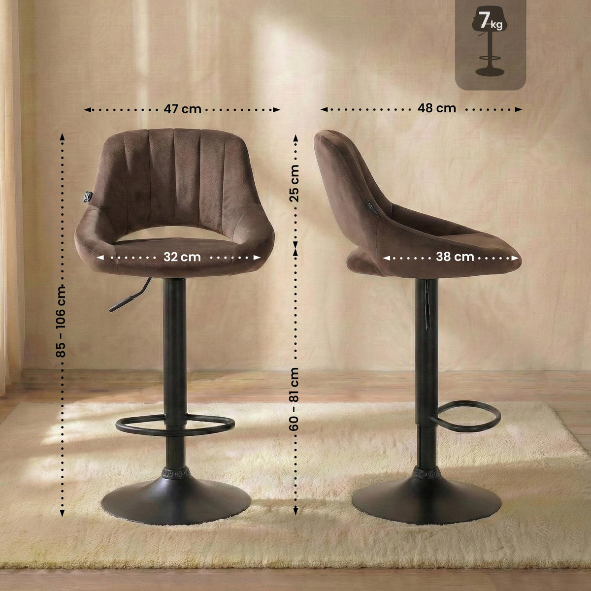 Barhocker Milet Samt schwarz – Ansicht 9