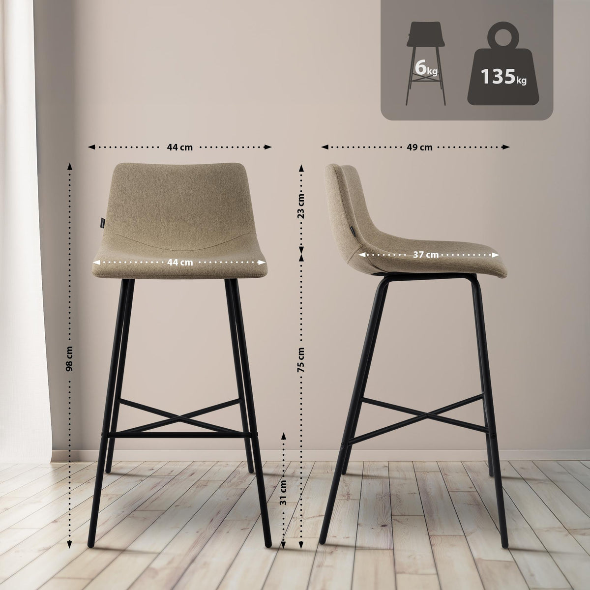 Barhocker Altona Stoff – Ansicht 2
