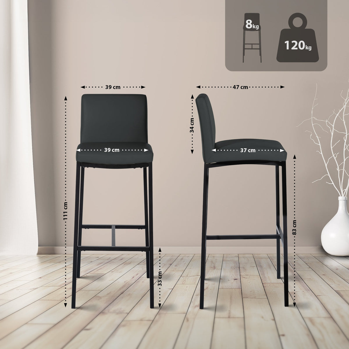 Barhocker Freeport Kunstleder B – Ansicht 2