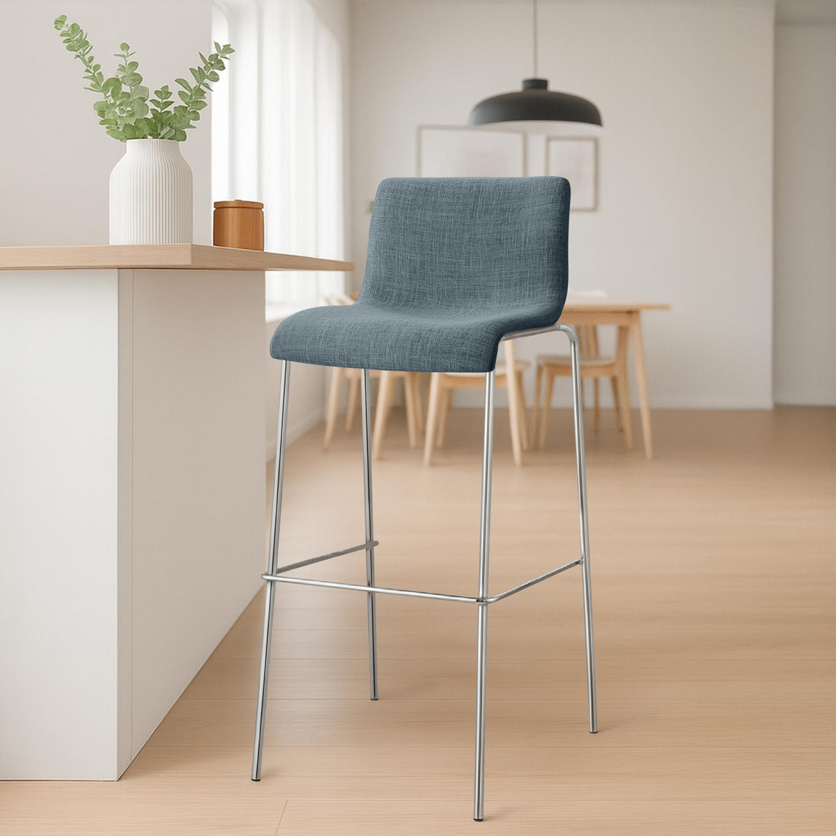 2er Set Barhocker Hoover Stoff 4-Fuß Gestell chrom – Ansicht 3