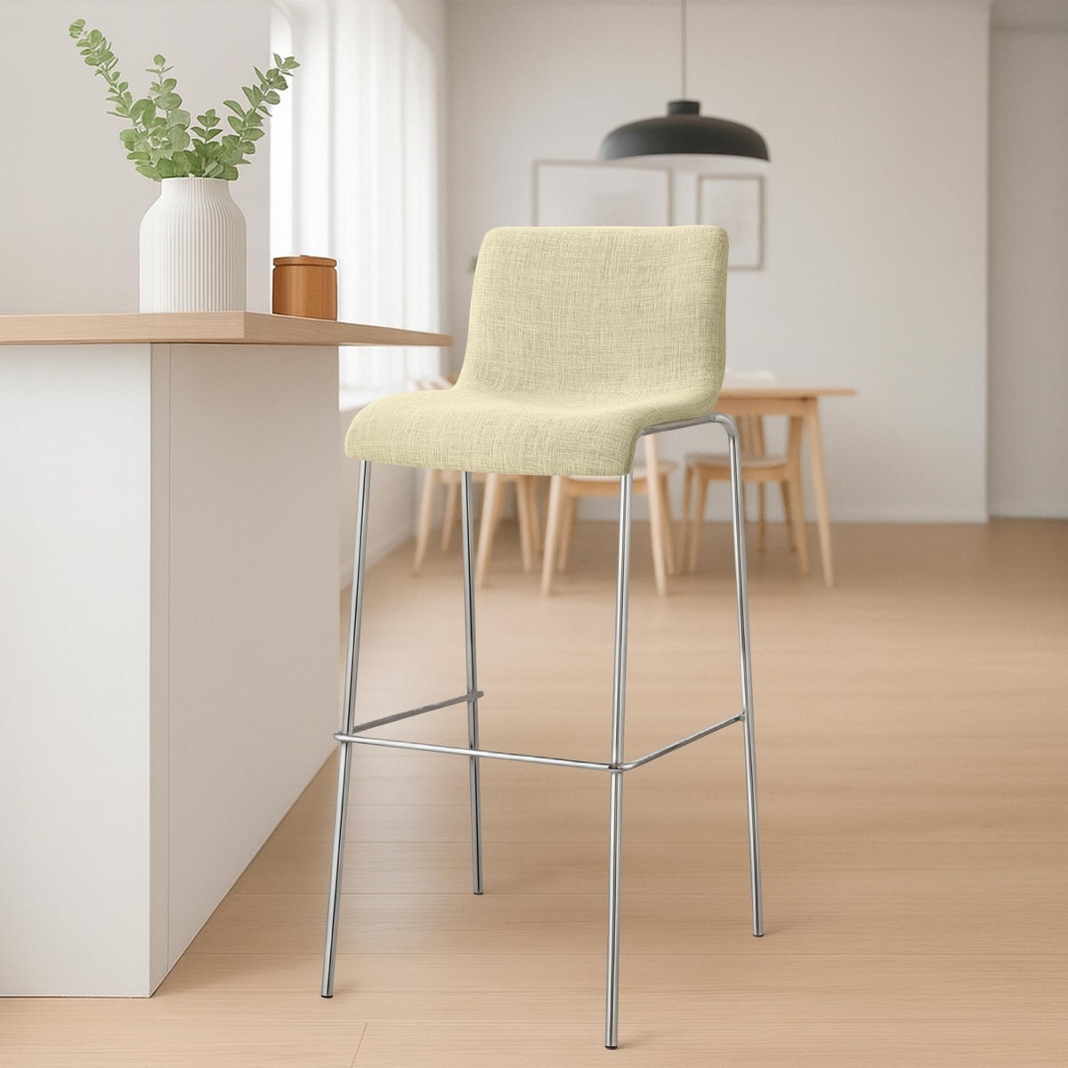 2er Set Barhocker Hoover Stoff 4-Fuß Gestell chrom – Ansicht 17