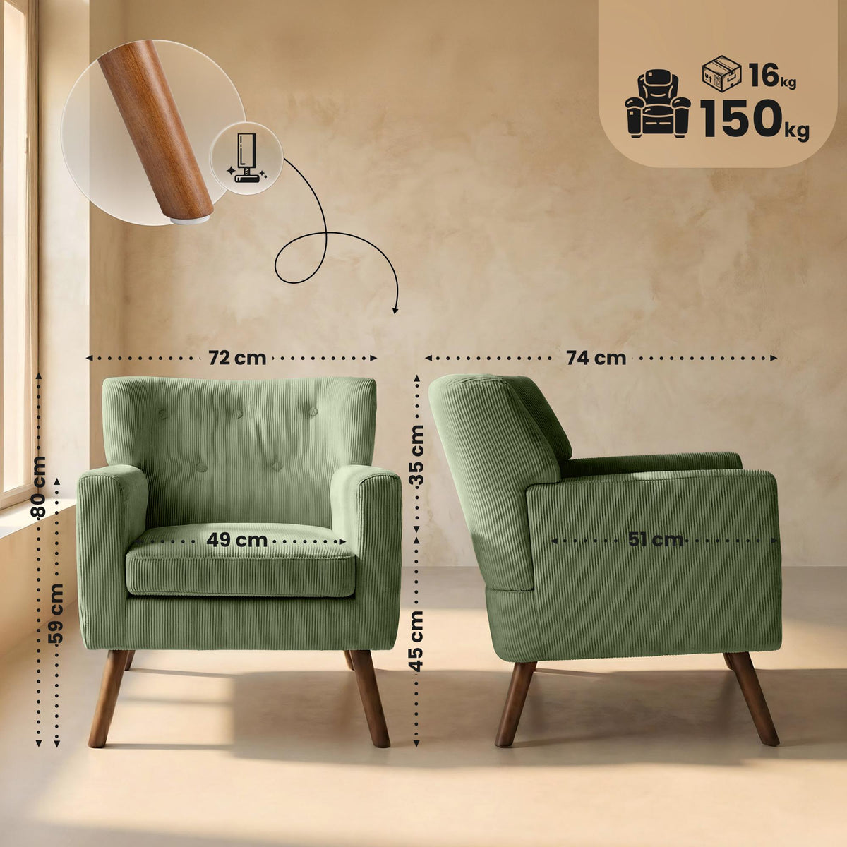 Sessel Kioni Cord – Ansicht 16