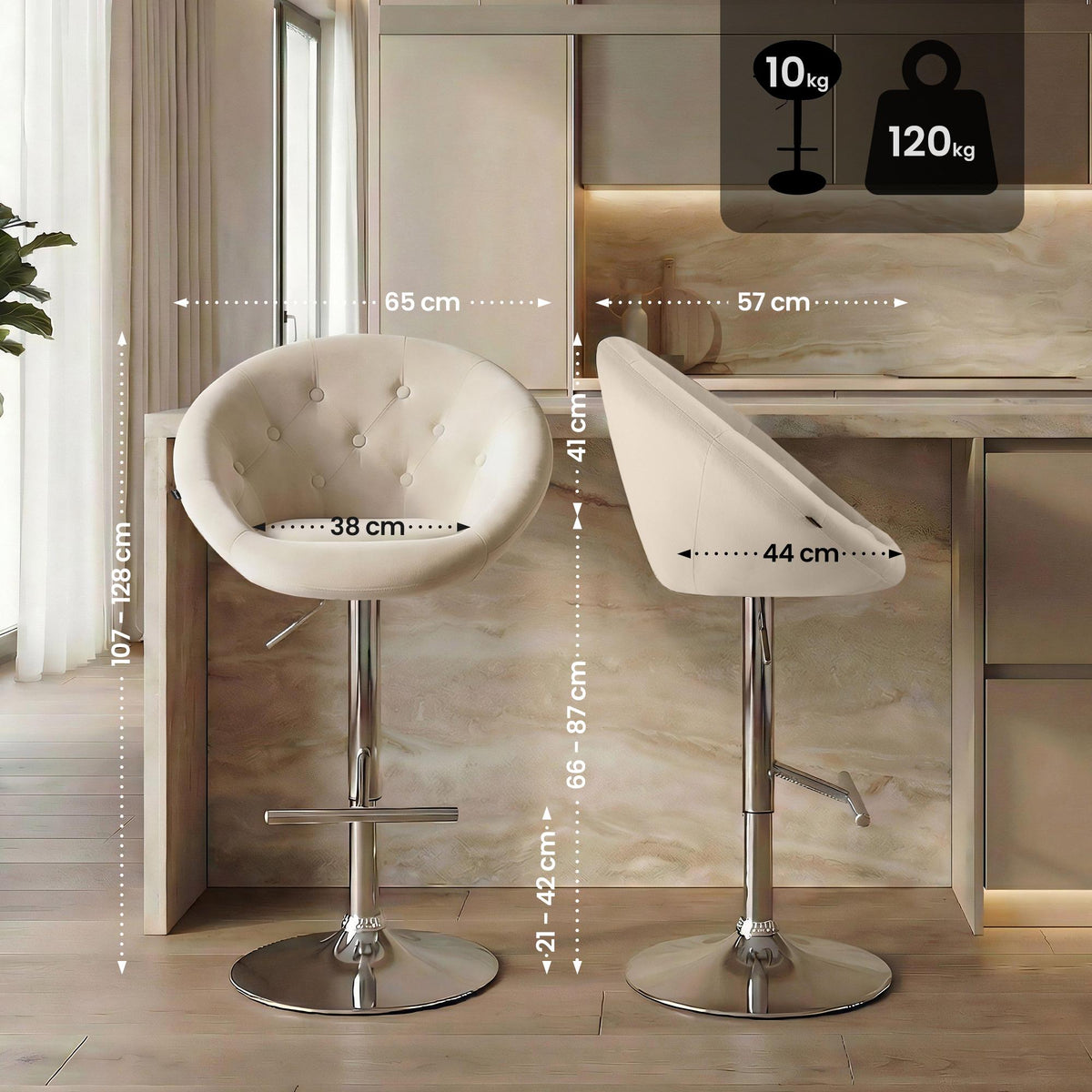 Barhocker London Samt chrom – Ansicht 9